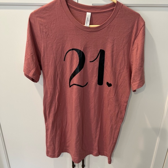 Bella Canvas Tops - 21st Birthday shirt size M color rose/mauve 21 in black with heart